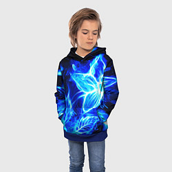 Толстовка-худи детская Огненный синий цветок, цвет: 3D-синий — фото 2