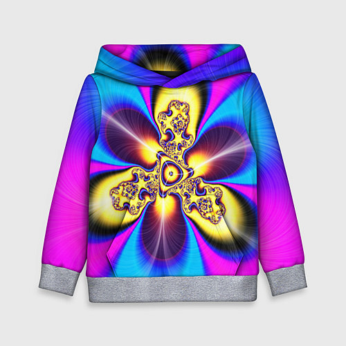 Детская толстовка Фрактальный неоновый узор абстракция / 3D-Меланж – фото 1