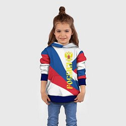Толстовка-худи детская Флаг России, паттерн, цвет: 3D-синий — фото 2