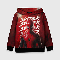 Толстовка-худи детская Spider-man red background, цвет: 3D-черный