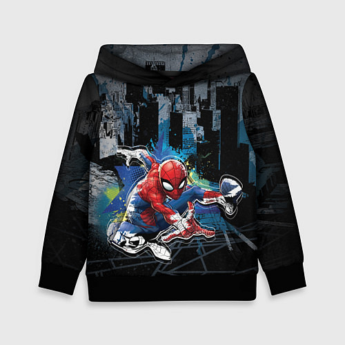 Детская толстовка Spider-man over the city / 3D-Черный – фото 1