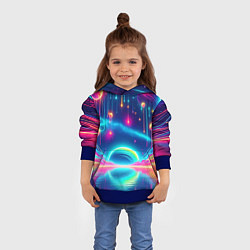 Толстовка-худи детская Неоновый космос - нейроарт фантазия, цвет: 3D-синий — фото 2
