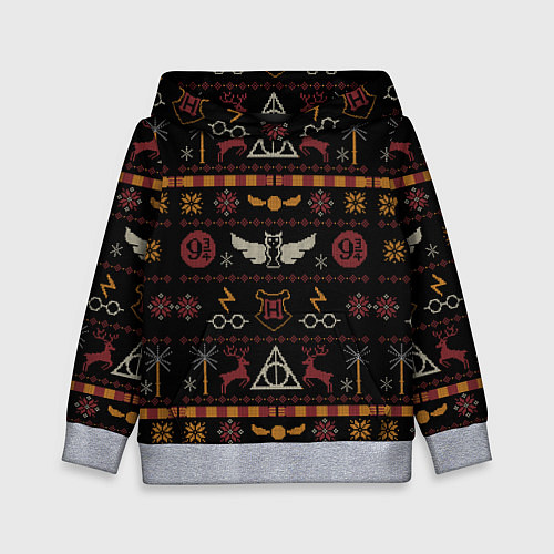 Детская толстовка Новогодний паттерн - Гарри Поттер / 3D-Меланж – фото 1