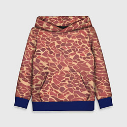 Толстовка-худи детская Тёмно красные плитки на бежевом фоне, цвет: 3D-синий