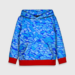 Толстовка-худи детская Голубые плитки на синем фоне, цвет: 3D-красный