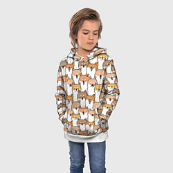 Толстовка-худи детская Узор сиба ину, цвет: 3D-белый — фото 2