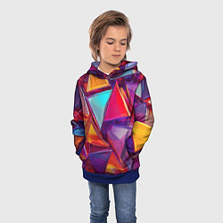 Толстовка-худи детская Разноцветные треугольники 2, цвет: 3D-синий — фото 2