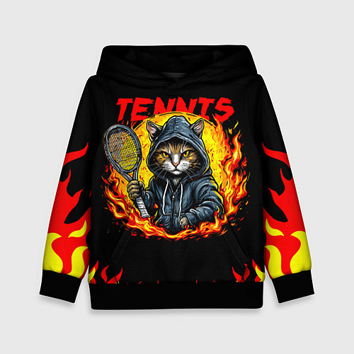 Детская толстовка Кот теннисист / 3D-Черный – фото 1
