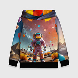 Толстовка-худи детская Праздничный космонавт, цвет: 3D-черный