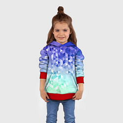 Толстовка-худи детская Градиентная геометрия, цвет: 3D-красный — фото 2