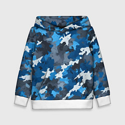 Толстовка-худи детская Синий армейский камуфляж, цвет: 3D-белый