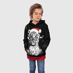 Толстовка-худи детская Милый тигрёнок на Рождество, цвет: 3D-красный — фото 2