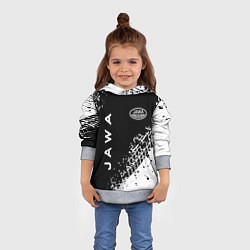 Толстовка-худи детская Jawa - следы от шин, цвет: 3D-меланж — фото 2