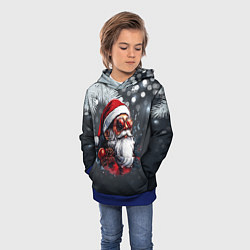 Толстовка-худи детская Санта и сосновая ветка, цвет: 3D-синий — фото 2
