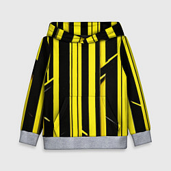 Толстовка-худи детская Толстые жёлтые полосы на чёрном фоне, цвет: 3D-меланж