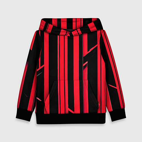 Детская толстовка Толстые красные полосы на чёрном фоне / 3D-Черный – фото 1
