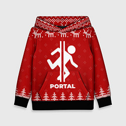 Толстовка-худи детская Новогодний Portal с оленями, цвет: 3D-черный