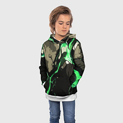 Толстовка-худи детская Зелёный разлом в камне, цвет: 3D-белый — фото 2