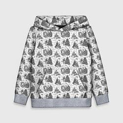 Толстовка-худи детская Новогодние зверята, цвет: 3D-меланж