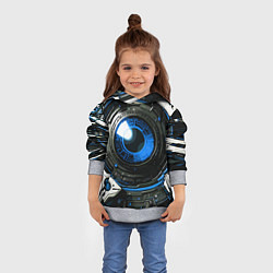 Толстовка-худи детская Синяя сфера киберпанк, цвет: 3D-меланж — фото 2