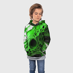 Толстовка-худи детская Зелёно-белая абстрактная структура, цвет: 3D-меланж — фото 2