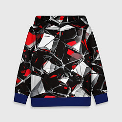 Толстовка-худи детская Красно-белый паттерн на чёрном фоне, цвет: 3D-синий