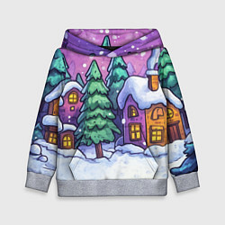 Детская толстовка Новогодний мультяшный двор