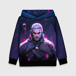 Толстовка-худи детская Geralt - neon rain, цвет: 3D-черный