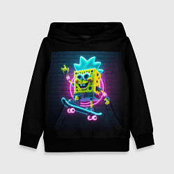 Толстовка-худи детская Sponge Bob on a skateboard - ai art fantasy, цвет: 3D-черный