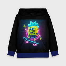 Толстовка-худи детская Sponge Bob on a skateboard - ai art fantasy, цвет: 3D-синий