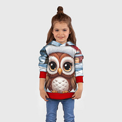 Толстовка-худи детская Новогодний совенок, цвет: 3D-красный — фото 2
