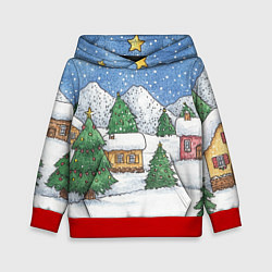 Детская толстовка Домики и елки - новый год