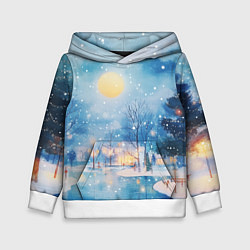 Детская толстовка Новогодняя атмосфера - акварель