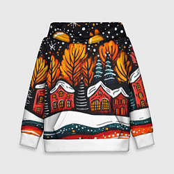 Детская толстовка Новогоднее настроение - домики и елки