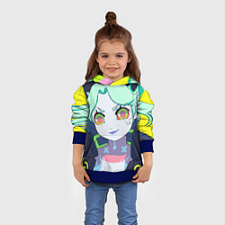 Толстовка-худи детская Ребекка - киберпанк, цвет: 3D-синий — фото 2