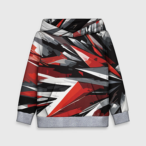 Детская толстовка Чёрно-красно-белая абстракция / 3D-Меланж – фото 1