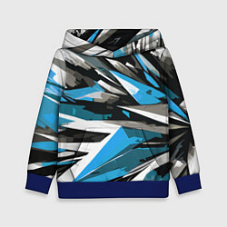 Толстовка-худи детская Чёрно-сине-белая абстракция, цвет: 3D-синий