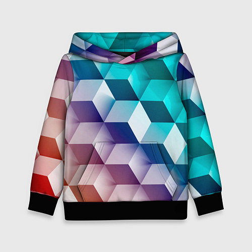 Детская толстовка Объёмные разноцветные градиентные кубы / 3D-Черный – фото 1