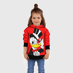 Толстовка-худи детская Дональ Дак в цилиндре, цвет: 3D-черный — фото 2