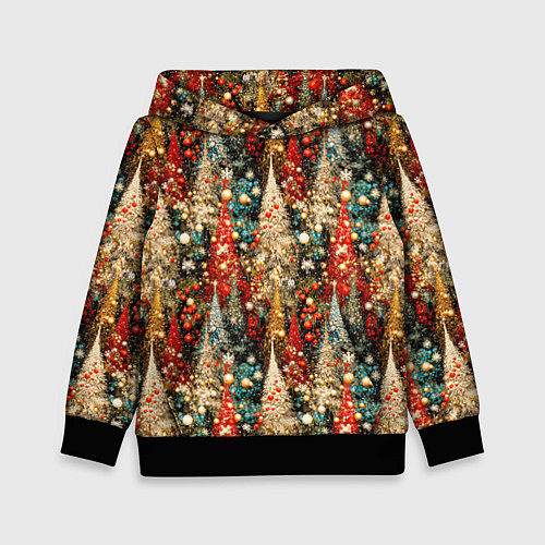 Детская толстовка Новогодний еловый лес / 3D-Черный – фото 1