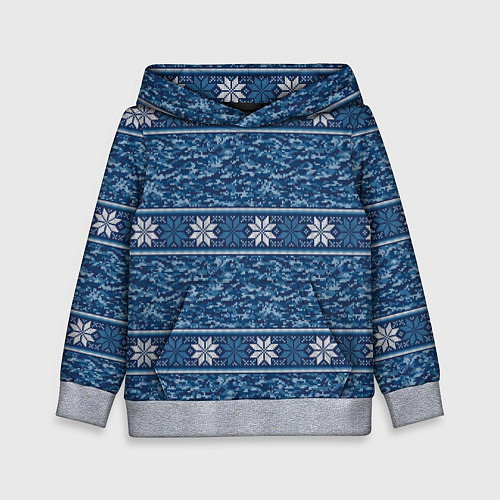 Детская толстовка Милитари снежинки / 3D-Меланж – фото 1