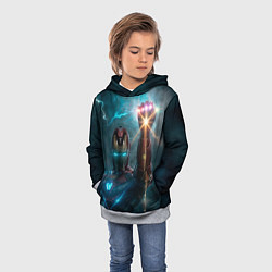Толстовка-худи детская Железный человек с перчаткой бесконечности, цвет: 3D-меланж — фото 2