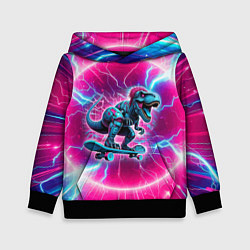 Детская толстовка Cyber tyrannosaurus is a cool skateboarder