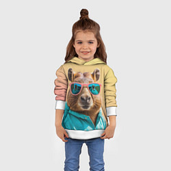 Толстовка-худи детская Модная капибара в отпуске, цвет: 3D-белый — фото 2