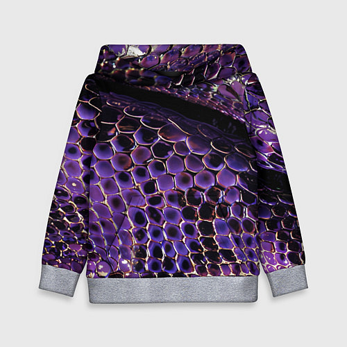 Детская толстовка Фиолетовая кожа змеи / 3D-Меланж – фото 1
