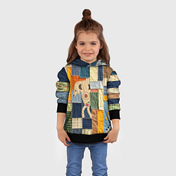 Толстовка-худи детская Пэчворк с собакой, цвет: 3D-черный — фото 2