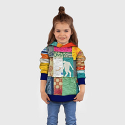 Толстовка-худи детская Пэчворк с человечком, цвет: 3D-синий — фото 2