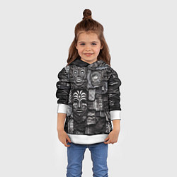 Толстовка-худи детская Пэчворк с африканскими масками, цвет: 3D-белый — фото 2