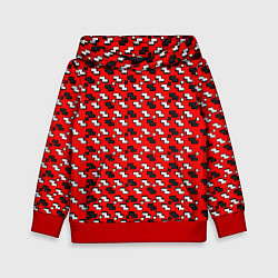 Толстовка-худи детская Чёрно-белые фигуры на красном фоне, цвет: 3D-красный