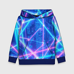 Толстовка-худи детская Неоновые провода, цвет: 3D-синий